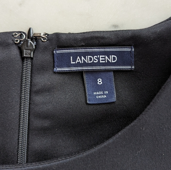 Lands' End Women's Classic Black Ponte Knit Stretch Pockets Sheath Dress - Picture 2 of 8